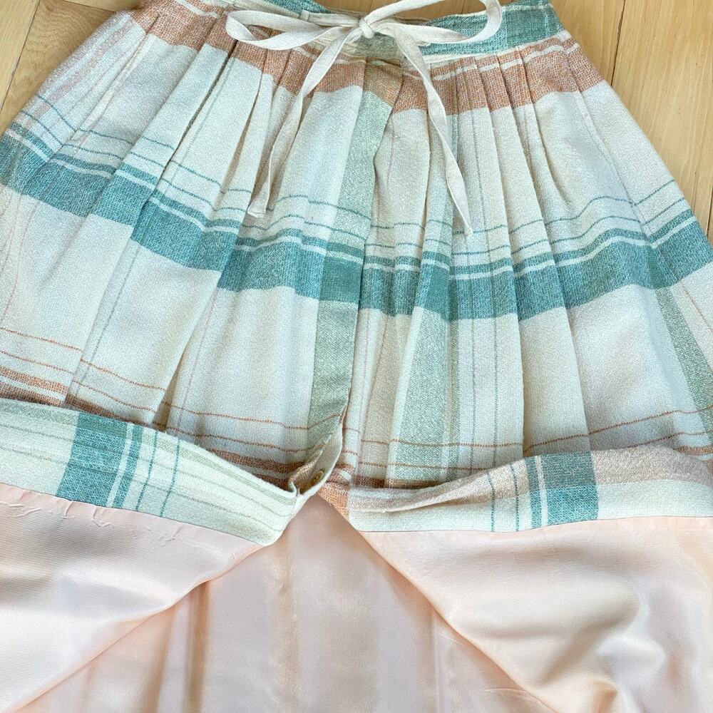 Vintage 1980s Pastel Plaid Wool Midi Skirt Cottagecore Prairie Grandmacore ILGWU - Picture 4 of 8
